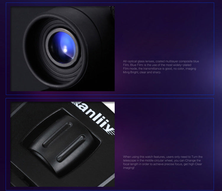 QANLIIY 20X22 Mini HD Binoculars Portable BAK-4 Prism Telescope Spotting Scope