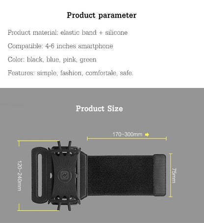 180-degree Rotatable Sport Cycling Running Cellphone Holder Wrist Strap Armband for 4-6 inches Phone