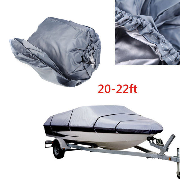 Heavy Duty Waterproof 210D Boat Cover for 20-22ft V-Hull Runabouts Ship Speedboat, Size: 700 x 254cm