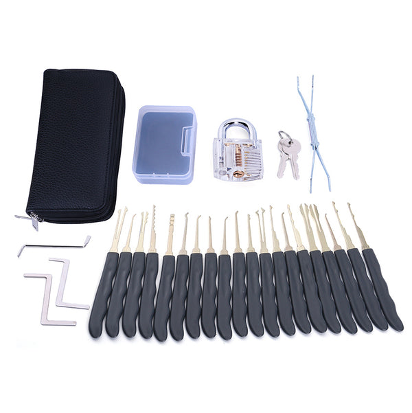 24Pcs/Set Transparent Visible Practice Padlock Lock Set Two Keys Extractor Tool Kit with Bag