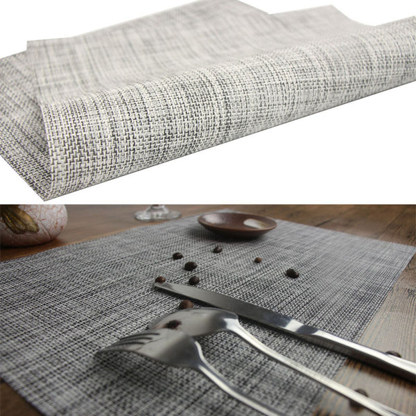 6PCS/Lot Linen Texture Non-slip PVC Non-slip Insulation Placemat Washable Table Mats, 45 x 30cm