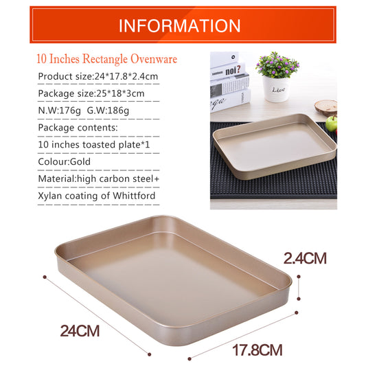 10 Inches Rectangle Oven Plate Toasted Plate Cake Bread Non-stick Baking Tool