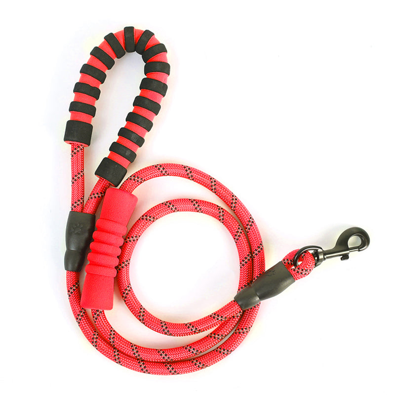 Reflective Nylon Dog Pet Round Traction Rope with Padded Handle
