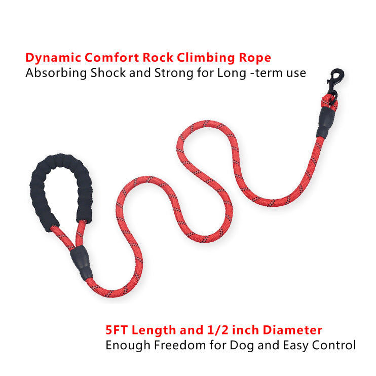 Reflective Nylon Dog Pet Round Traction Rope with Padded Handle