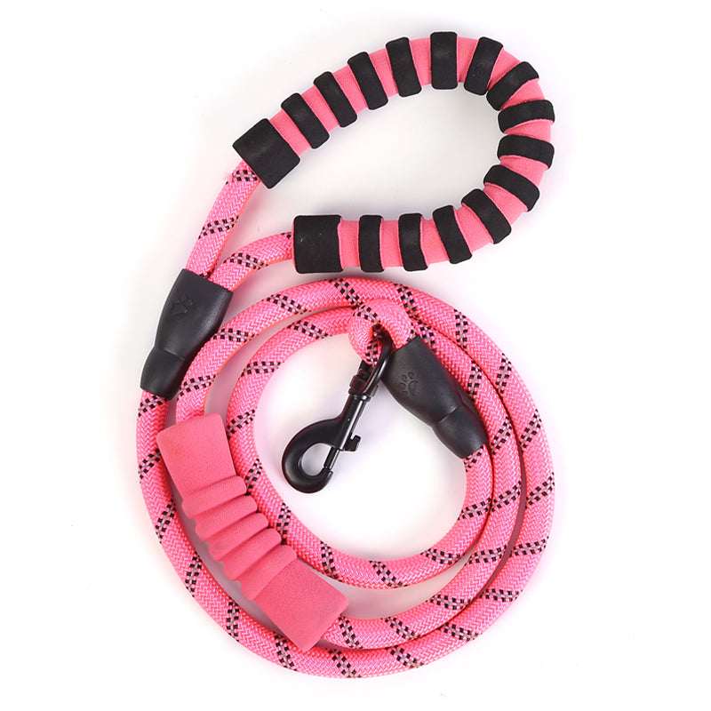 Reflective Nylon Dog Pet Round Traction Rope with Padded Handle
