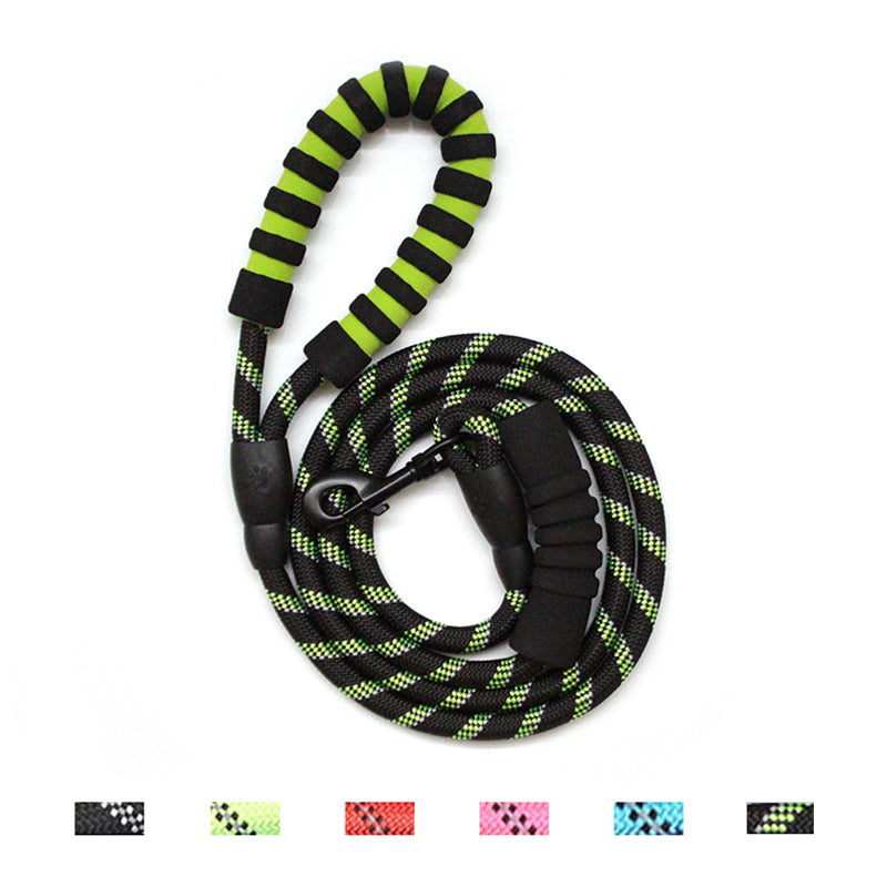 Reflective Nylon Dog Pet Round Traction Rope with Padded Handle