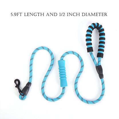 Reflective Nylon Dog Pet Round Traction Rope with Padded Handle