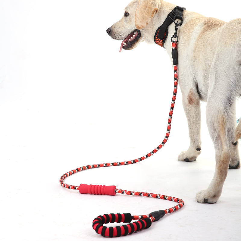 Reflective Nylon Dog Pet Round Traction Rope with Dual Padded Handle