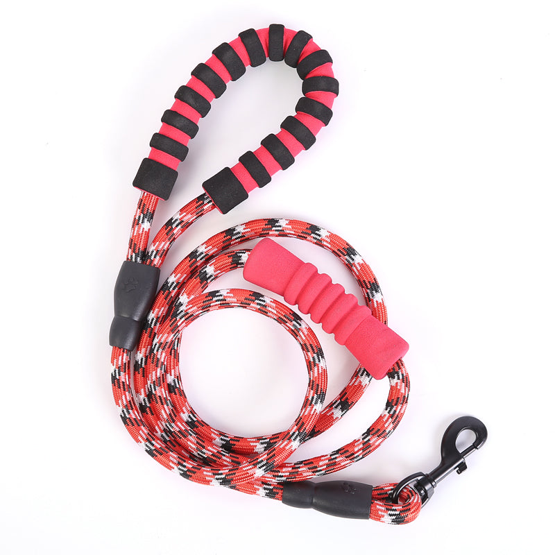 Reflective Nylon Dog Pet Round Traction Rope with Dual Padded Handle
