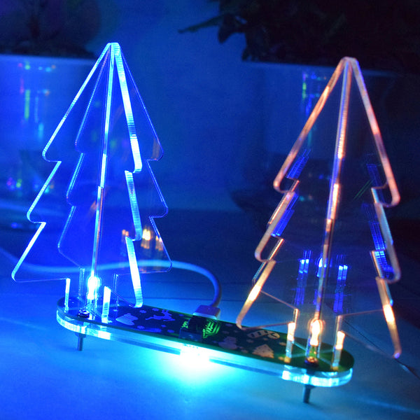 DIY Handmade Electronic Toy LED Gradient Acrylic Stereo Christmas Tree Decor Light