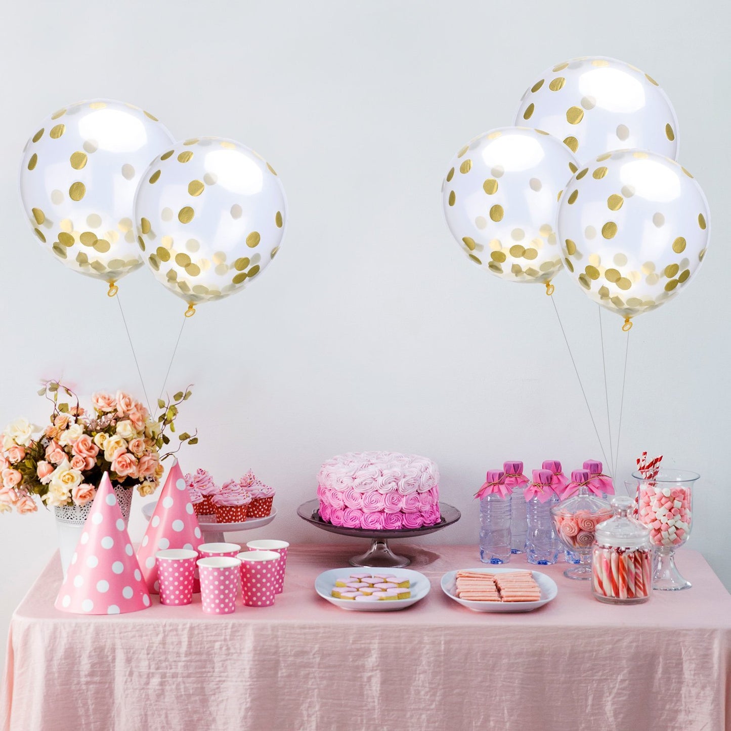 10Pcs 12Inch Latex Clear Confetti Filled Balloons Birthday Party Wedding Decorations