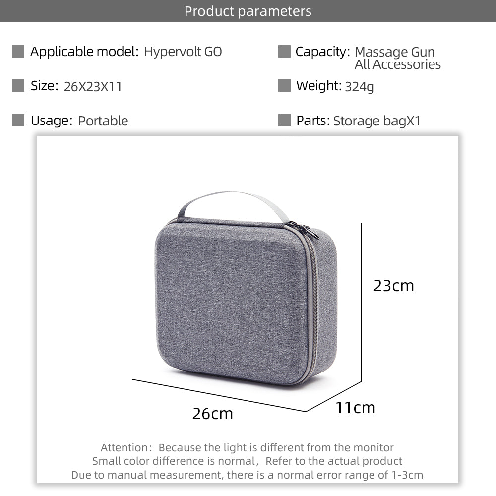 Portable Shockproof Storage Carrying Case Tote Bag for Hypervolt GO Fascia Massage Gun