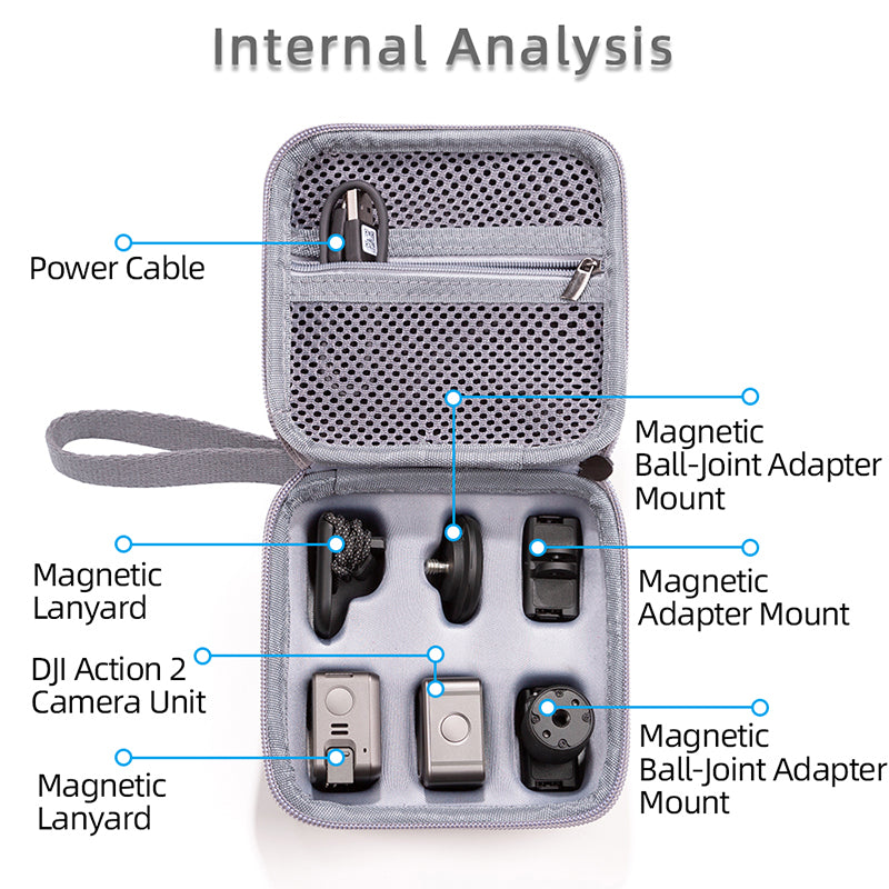 Carrying Bag for DJI Action 2 Camera Case Full Protective Wear-Resistant Shockproof Portable Bag