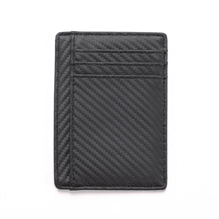 118# Carbon Fiber Texture Genuine Leather Ultra-thin Antimagnetic Purse Wallet with Photo Slot