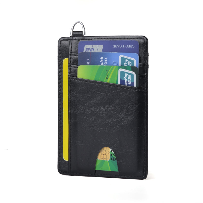 RFID Anti-magnetic ID Card with Ring Bank Card Wallet Pocket Bus Card Bag Card Sleeve