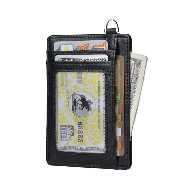 RFID Anti-magnetic ID Card with Ring Bank Card Wallet Pocket Bus Card Bag Card Sleeve