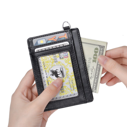 RFID Anti-magnetic ID Card with Ring Bank Card Wallet Pocket Bus Card Bag Card Sleeve