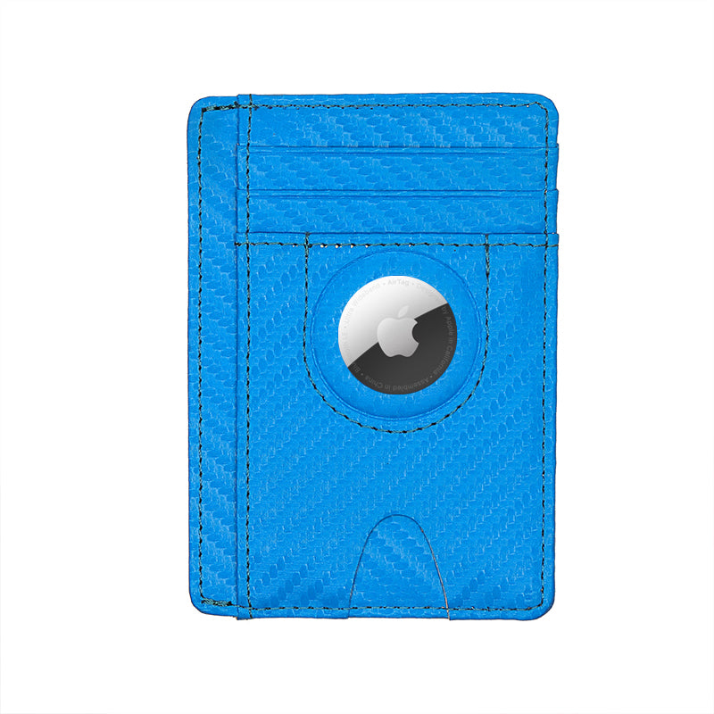 Carbon Fiber Texture Minimalist Wallet Card Holder 2 in 1 Portable Slim Case for AirTag