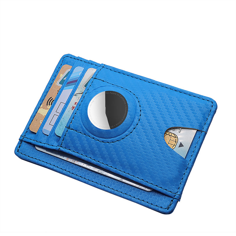 Carbon Fiber Texture Minimalist Wallet Card Holder 2 in 1 Portable Slim Case for AirTag
