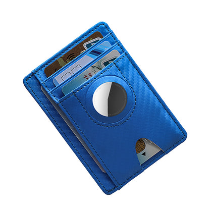 Carbon Fiber Texture Minimalist Wallet Card Holder 2 in 1 Portable Slim Case for AirTag