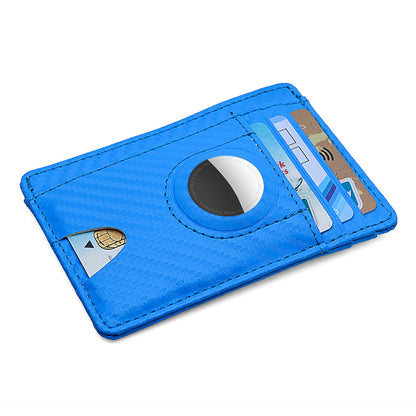 Carbon Fiber Texture Minimalist Wallet Card Holder 2 in 1 Portable Slim Case for AirTag