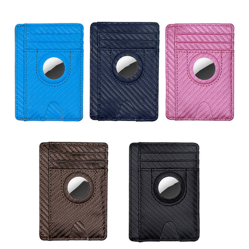 Carbon Fiber Texture Minimalist Wallet Card Holder 2 in 1 Portable Slim Case for AirTag