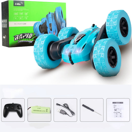 2.4GHz Remote Control Car Double Sided Rotating 360 Degree Flips Vehicle Stunt Toy with Headlight