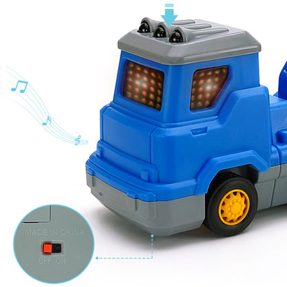 19 in 1 Light Music Engineering Car Vehicles Truck Toy Kids Magnetic Puzzle Toy