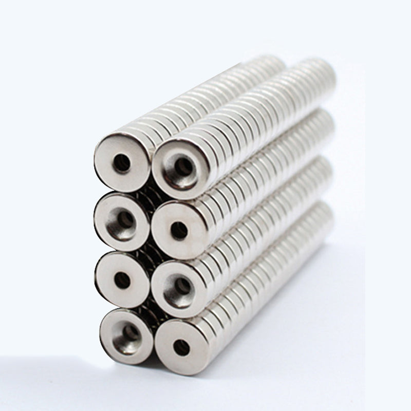 100Pcs/Set 12 x 4mm Industrial Equipment and DIY Projects Powerful Suction Round Shape Hole NdFeB Magnet