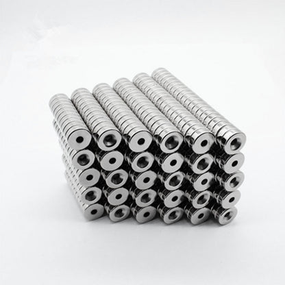 100Pcs/Set 12 x 4mm Industrial Equipment and DIY Projects Powerful Suction Round Shape Hole NdFeB Magnet