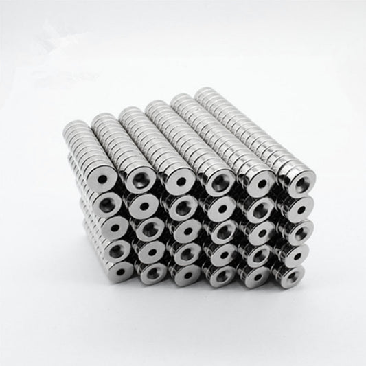100Pcs/Set 12 x 4mm Industrial Equipment and DIY Projects Powerful Suction Round Shape Hole NdFeB Magnet