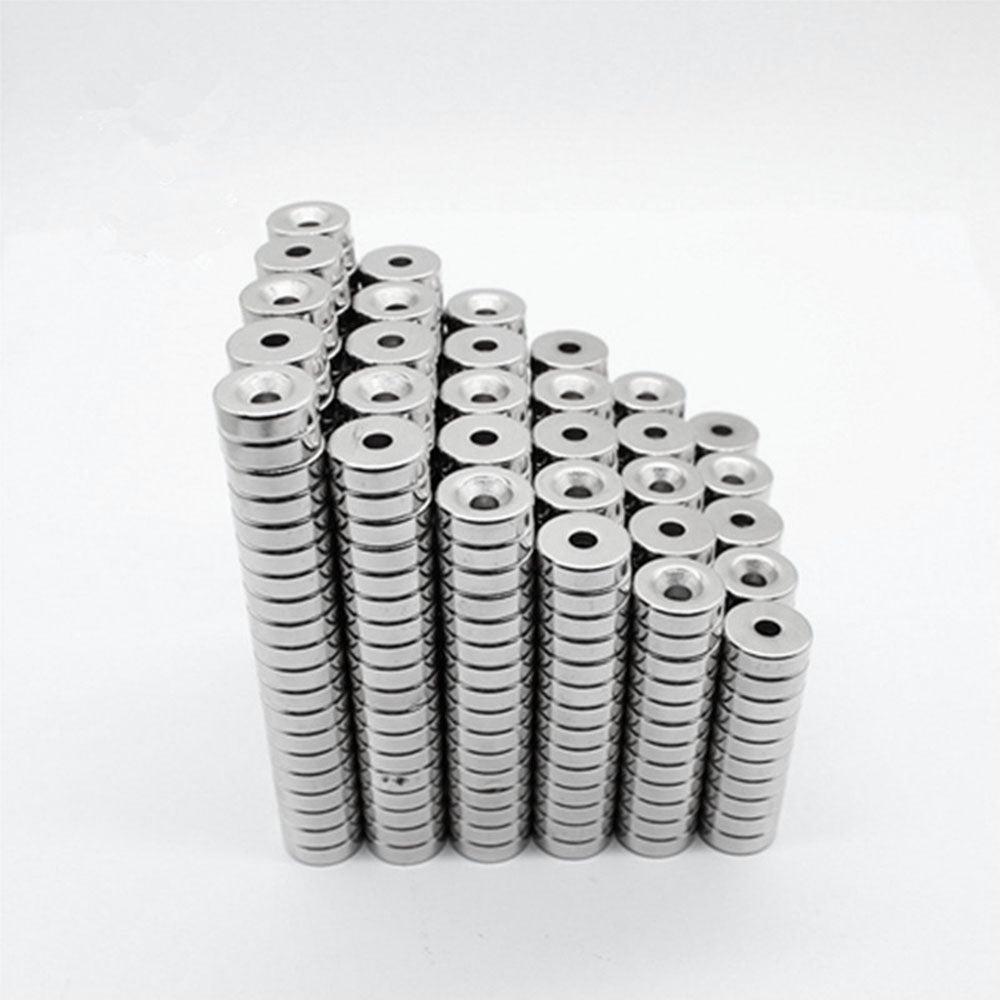 100Pcs/Set 12 x 4mm Industrial Equipment and DIY Projects Powerful Suction Round Shape Hole NdFeB Magnet