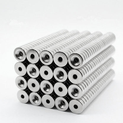 100Pcs/Set 12 x 4mm Industrial Equipment and DIY Projects Powerful Suction Round Shape Hole NdFeB Magnet