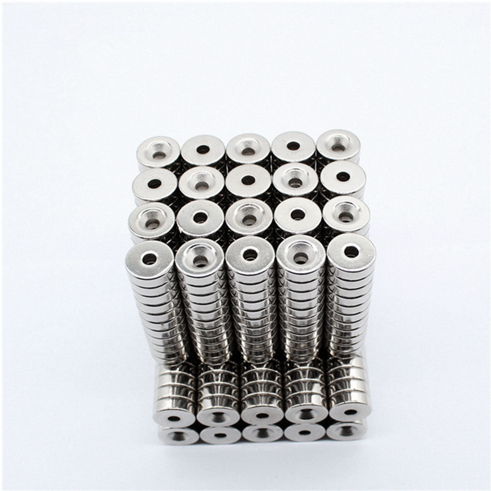 100Pcs/Set 12 x 4mm Industrial Equipment and DIY Projects Powerful Suction Round Shape Hole NdFeB Magnet