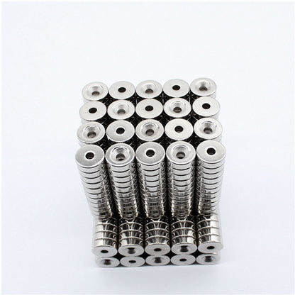 100Pcs/Set 12 x 4mm Industrial Equipment and DIY Projects Powerful Suction Round Shape Hole NdFeB Magnet