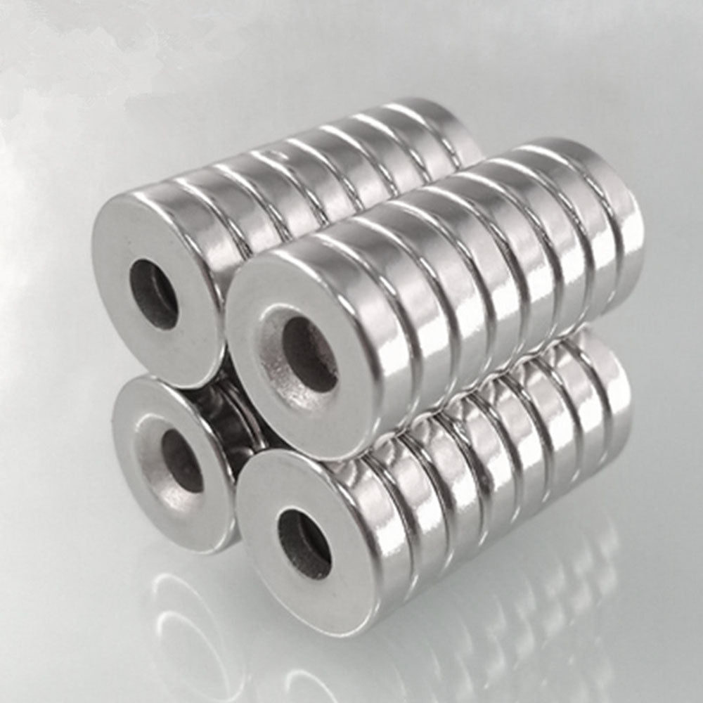 100Pcs/Set 12 x 4mm Industrial Equipment and DIY Projects Powerful Suction Round Shape Hole NdFeB Magnet
