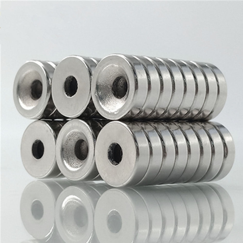 100Pcs/Set 12 x 4mm Industrial Equipment and DIY Projects Powerful Suction Round Shape Hole NdFeB Magnet