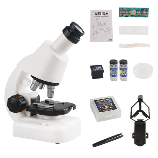 2203/2205 Children Microscope Kit 100X/400X/1200X Magnification Science Toys Microscope Slides with Specimens for Kids Students Microscope STEM Educational Toy