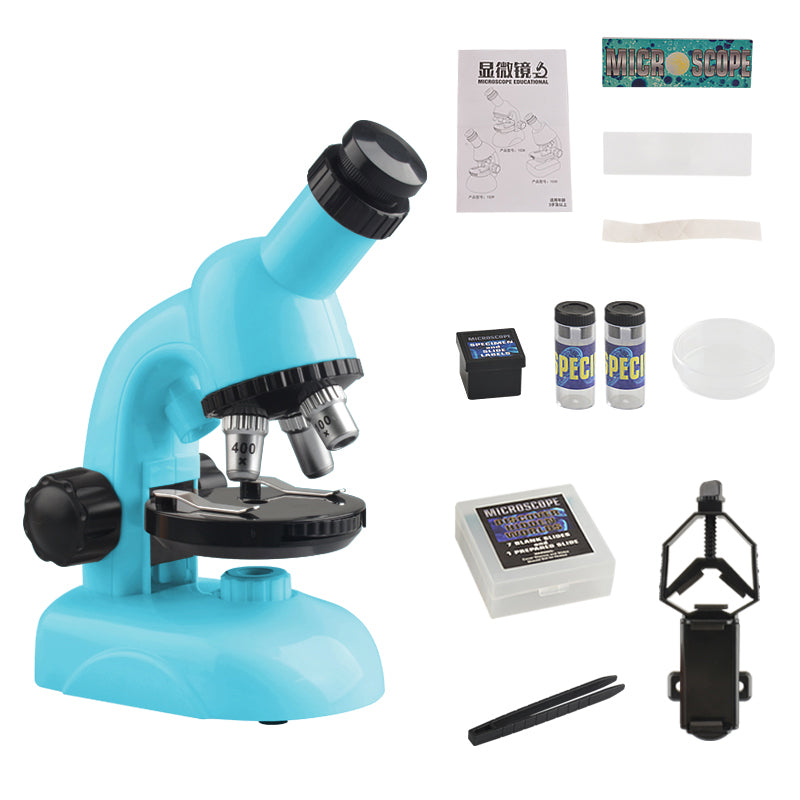 2203/2205 Children Microscope Kit 100X/400X/1200X Magnification Science Toys Microscope Slides with Specimens for Kids Students Microscope STEM Educational Toy