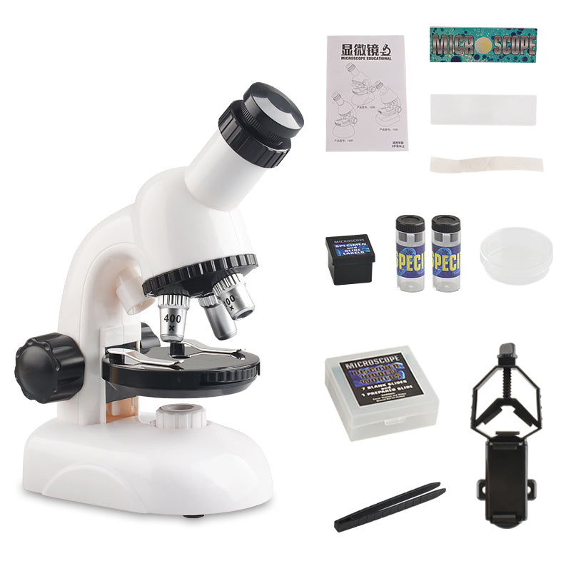 2203/2205 Children Microscope Kit 100X/400X/1200X Magnification Science Toys Microscope Slides with Specimens for Kids Students Microscope STEM Educational Toy