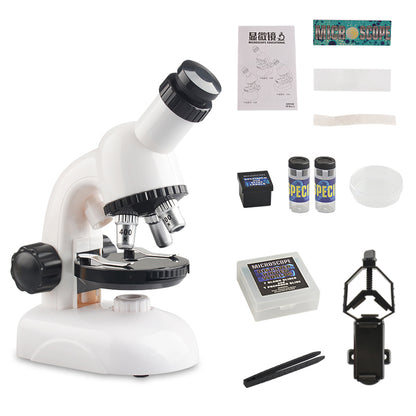2203/2205 Children Microscope Kit 100X/400X/1200X Magnification Science Toys Microscope Slides with Specimens for Kids Students Microscope STEM Educational Toy