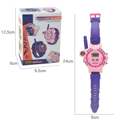 060 2PCS Kid&#39;s Walkie Talkie Mini Watch 200m Long Wireless Range Hands-free Talking Flashlight Compass Function Toys Children Birthday Gift (Rechargeable Design)