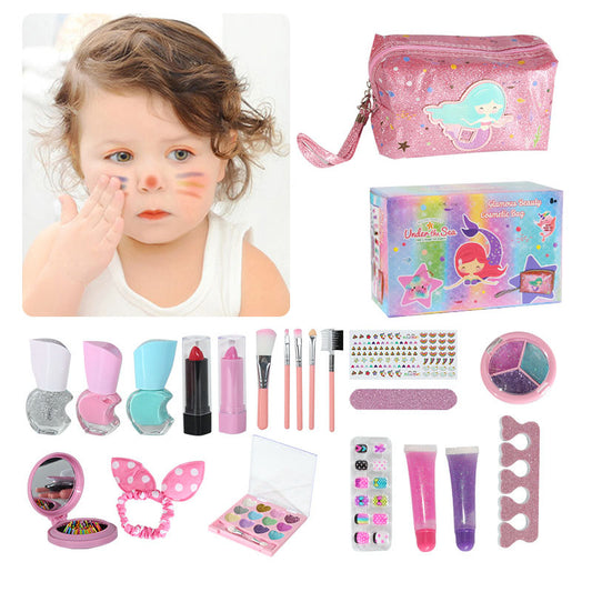 21 in 1 Kids Makeup Toy Pretend Play Dress Up Cosmetic Kit with Storage Bag for Birthday Christmas
