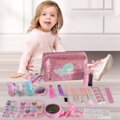 21 in 1 Kids Makeup Toy Pretend Play Dress Up Cosmetic Kit with Storage Bag for Birthday Christmas