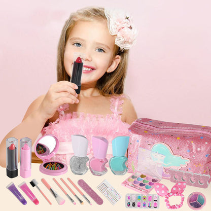 21 in 1 Kids Makeup Toy Pretend Play Dress Up Cosmetic Kit with Storage Bag for Birthday Christmas