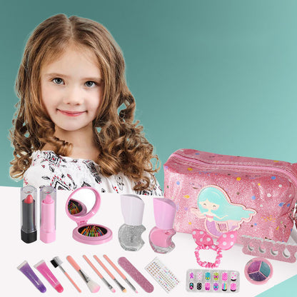 21 in 1 Kids Makeup Toy Pretend Play Dress Up Cosmetic Kit with Storage Bag for Birthday Christmas