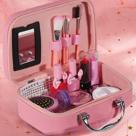 20Pcs / Set Pretend Play Makeup Kit for Girls Portable Cosmetic Dress Up Toys with Nail Polish Eye Shadow