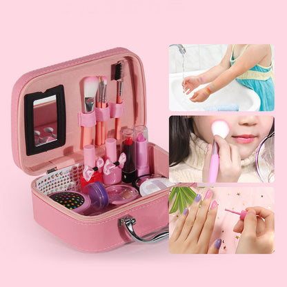 20Pcs / Set Pretend Play Makeup Kit for Girls Portable Cosmetic Dress Up Toys with Nail Polish Eye Shadow