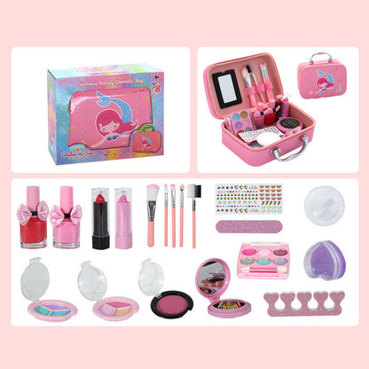 20Pcs / Set Pretend Play Makeup Kit for Girls Portable Cosmetic Dress Up Toys with Nail Polish Eye Shadow