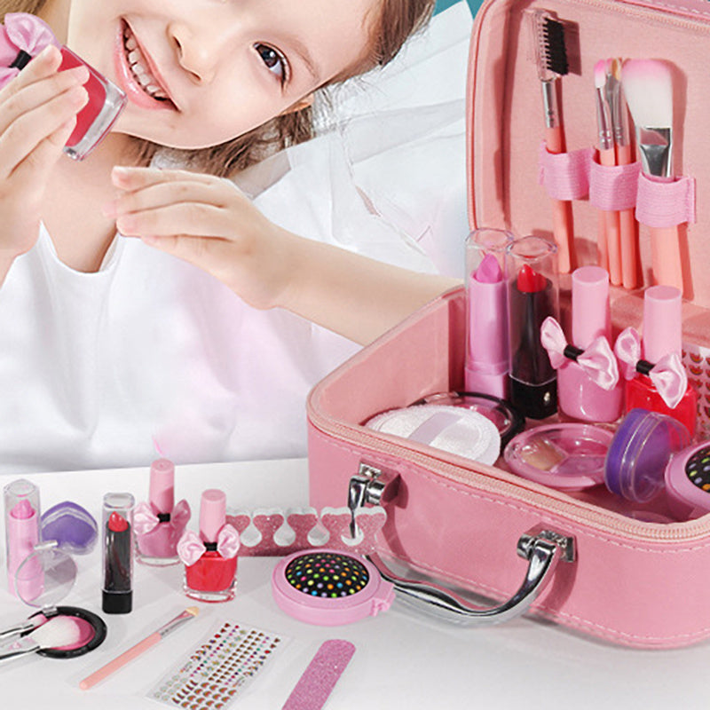 20Pcs / Set Pretend Play Makeup Kit for Girls Portable Cosmetic Dress Up Toys with Nail Polish Eye Shadow